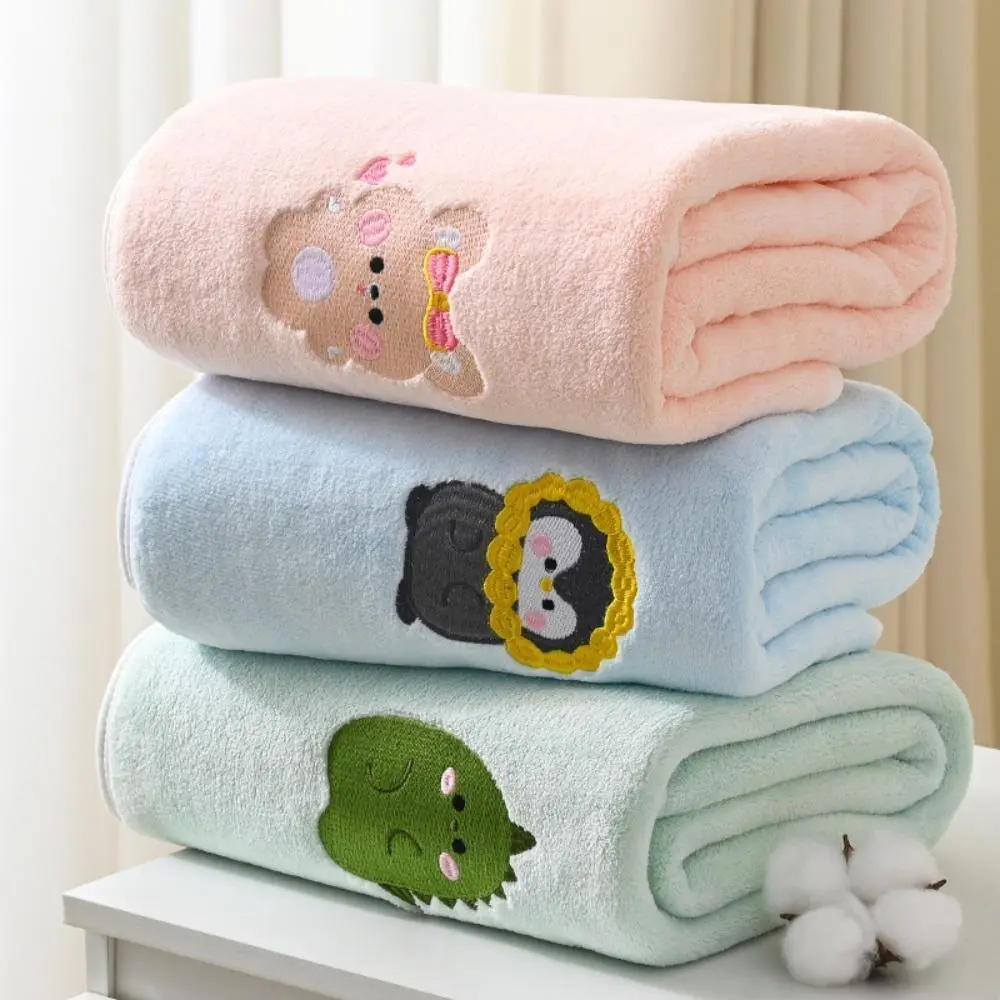 2026 New Arrival Ultra Soft Coral Fleece Bath Towel - 105cm by 110cm, Highly Absorbent Quick-Dry, Thick Non-Shedding Animal Cartoon Embroidery Bag Accessory for Cleaning & Care, Animals, Unisex, Cute, Absorbs Well, Cartoon Animals