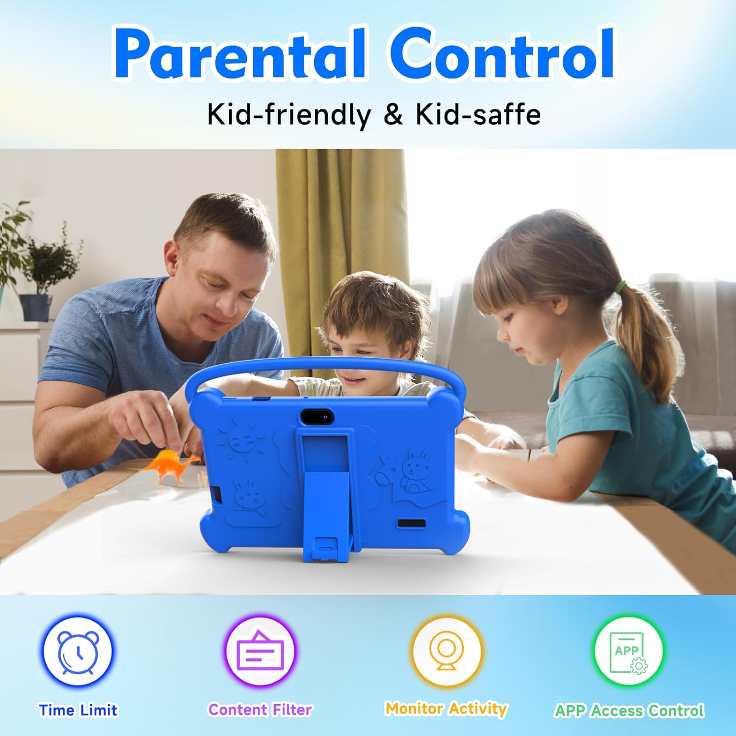 Kids Tablet 7 inch 3-9 Years Old 32GB ROM Toddler Tablet with Shockproof Case Kids Android Tablet Netflix YouTube aiwawa Apps Parent Controls