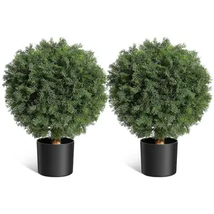 Garvee Artificial Cedar Topiary Ball Tree2 Pack Topiary Ball Trees with Potte for Front Porch Decor,Shrubs Bushes Ball Plants for Home  Backyard Indoor Outdoor Decor