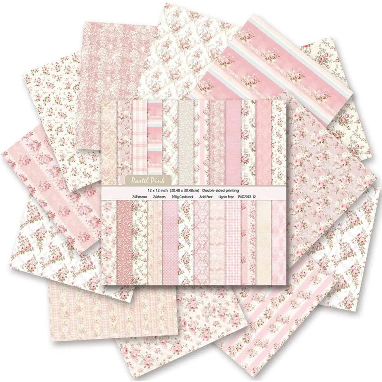 12x12 Scrapbook Paper, 24 Sheets Double-Sided  Floral Patterned Paper | 24 Designs Garden  Flower Decorative Craft Paper for Scrapbooking, DIY Card Making, Photo Album Journal Decor