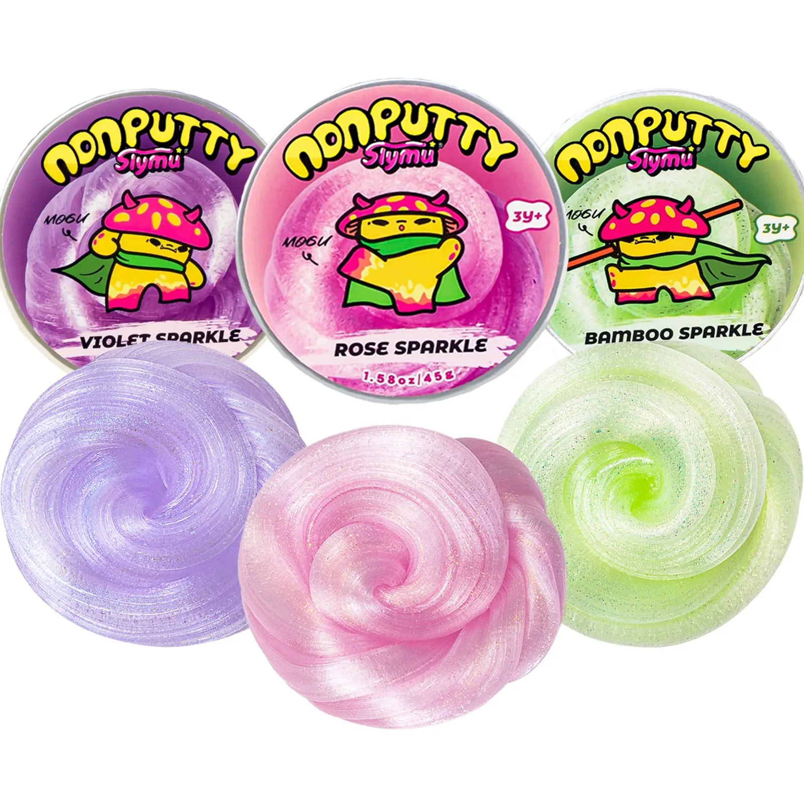 Slymu 3 Pack Sparkling Set Putty Slime Kit - Bright Slime, Sensory Fidget Toys, Stress Relief, Glitter, Non Sticky, Party Favors for Kids, Birthday Gifts for Girls and Boys, Squishy Fidgets