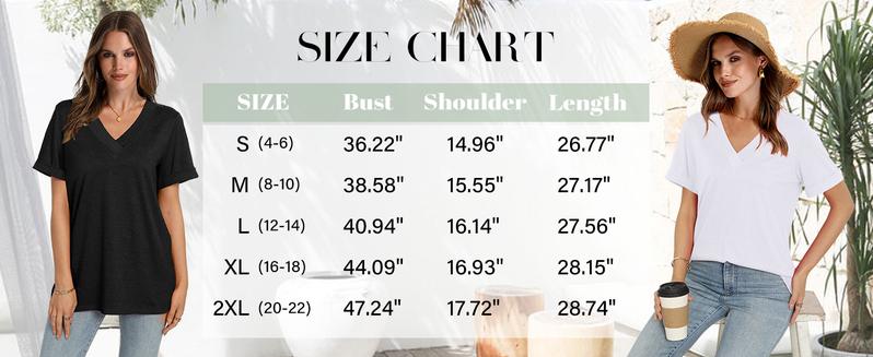 WIHOLL Womens Summer Tops Short Sleeve Basic Casual V Neck T Shirts Trendy Fashion 2025