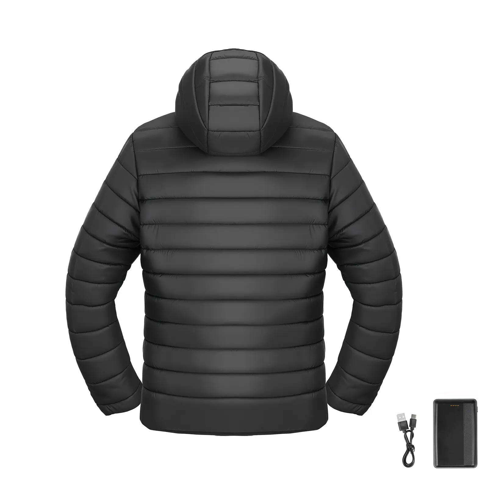 Heated Jacket for Women with 7.4V Battery, Soft Shell Electric Heating Coat, Windproof Lightweight Outerwear with 4 Heating Zones & 3 Heat Settings, for Hiking, Outdoor Work, Black, L Size