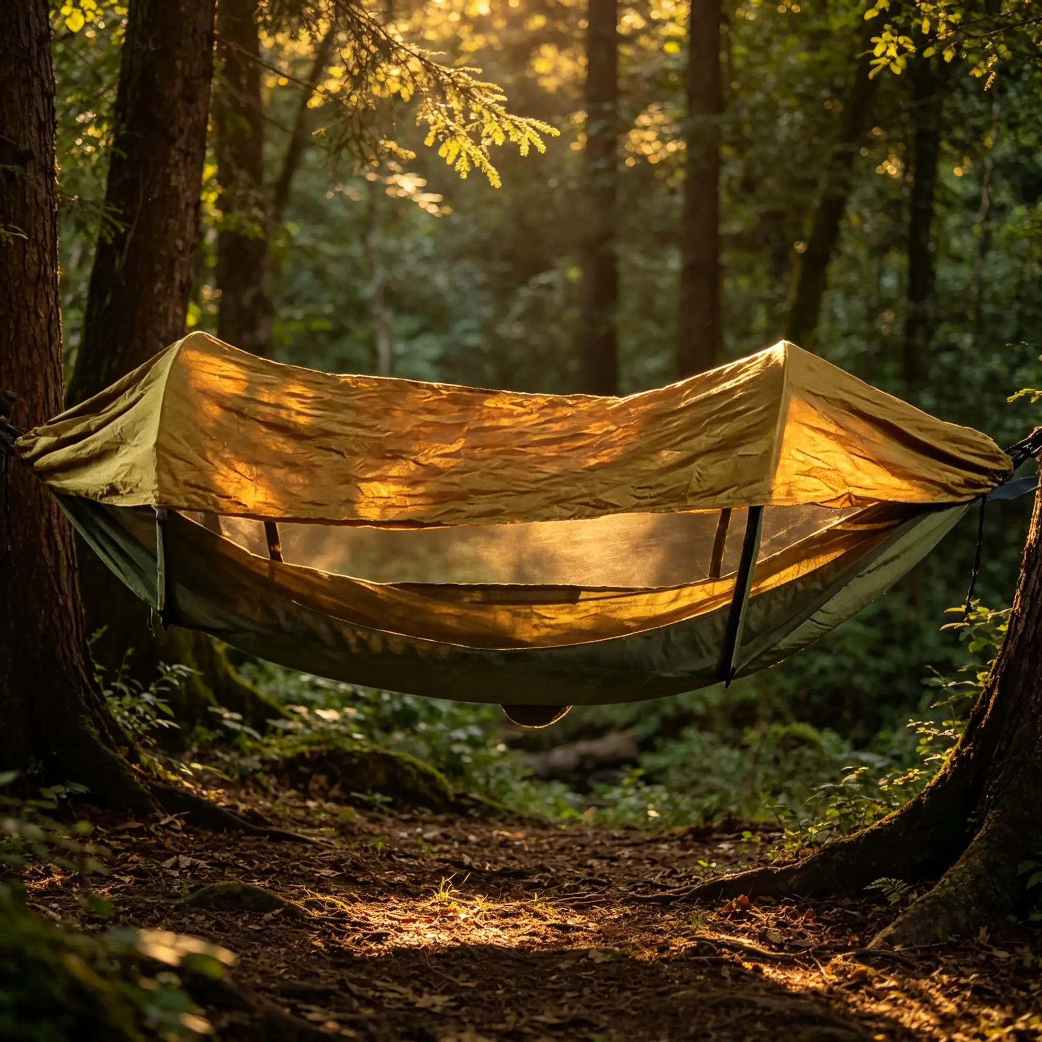 Portable Outdoor Camping Mesh Hammock, Easy Setup Travel Camp Bed, Dual Person Mosquito Net, Durable Hanging Bed with Sunshade, Travel Accessory Hammock, Camping Equipment, Camping Hammocks