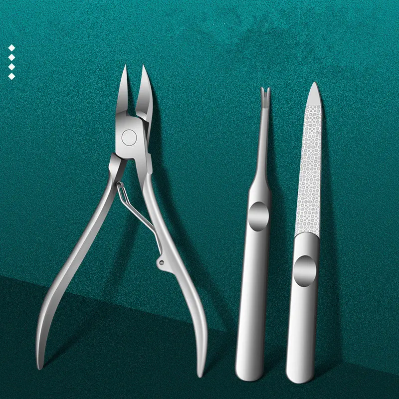 3Pcs Stainless Steel Basic Manicure Kit Double Spring Cuticle Nipper V Shape Cuticle Trimmer Double Sided Nail File Home Salon Dead Skin Hangnail Nail Care Tools At Home Manicure