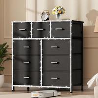 9 Black Drawers (diamond Strips+Crystal Handles)