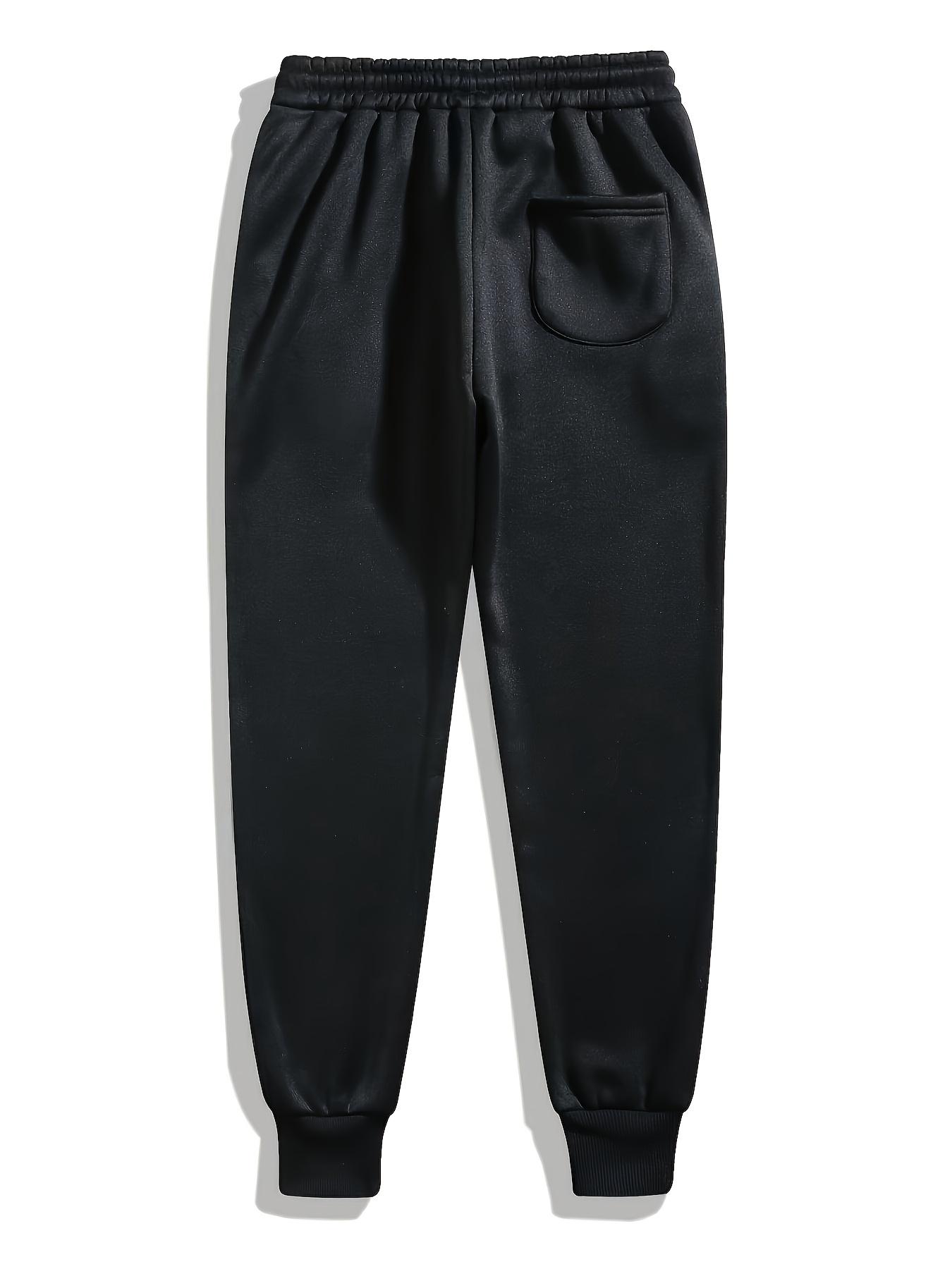 Men's Elastic Waist Sports Pants - Lightweight and Warm with Pockets, Loose Casual Autumn and Winter Outdoor Running Long Pants, Machine Washable Solid Color Comfortable Sports Pants