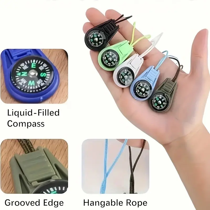 Waterproof Mini Compass 6-Pack, Multicolor Outdoor Directional Compass, Durable Shockproof Emergency Navigation Tool for Hiking Camping Fishing Boating Camping Gear