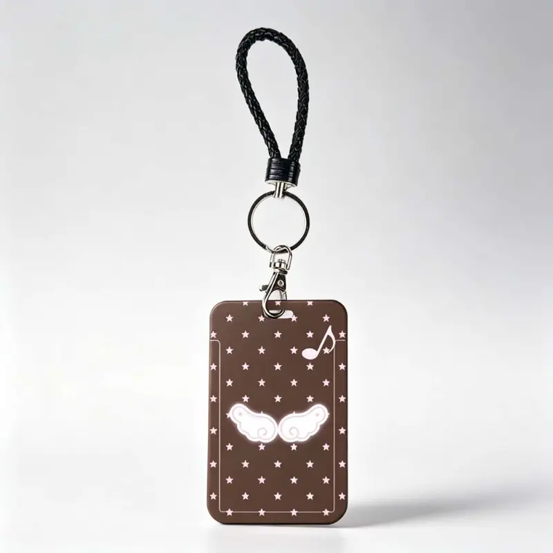 Cute Heart Note Wing Card Sleeve, Braided Lanyard Campus ID Food Card Access Pass Protector, Ideal for Work Ids, Student Cards, Gift Idea, Id Badge Holder With Lanyard