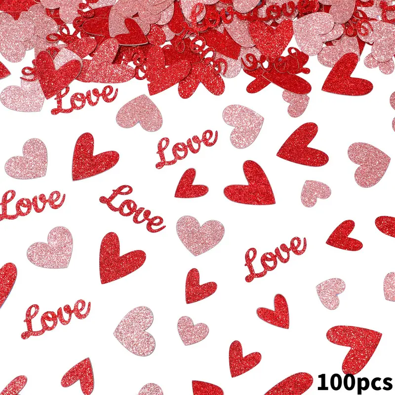 Wedding and wedding celebration party decorations, heart-shaped confetti, paper scraps, love glitter powder, sequins, Valentine's Day decorative accessories