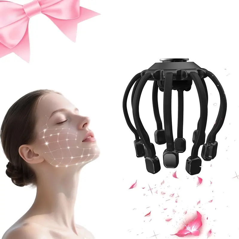 New portable intelligent octopus head massager with different vibration modes for scalp relaxation and charging, recommended by fitness enthusiasts