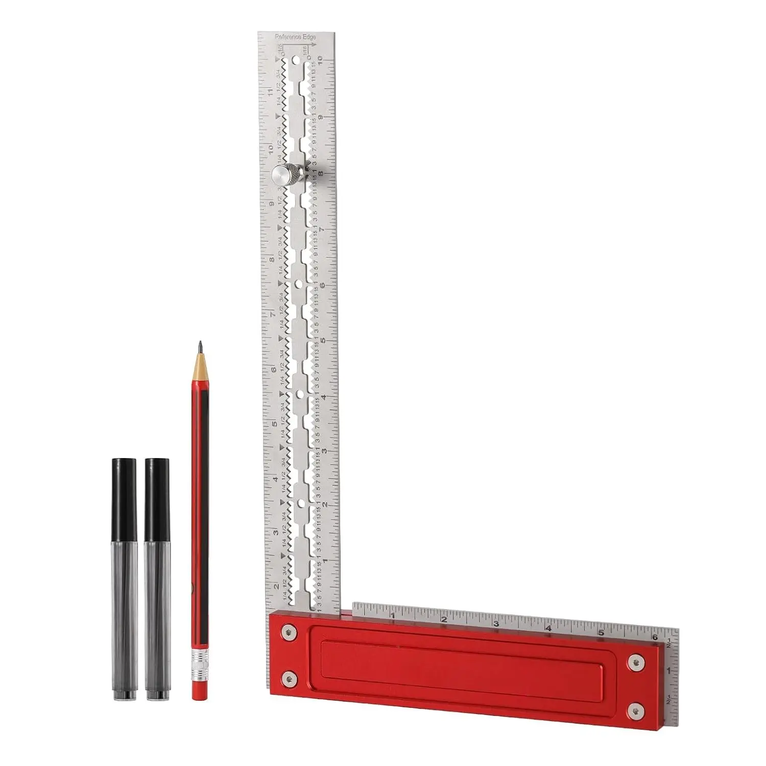 Precision Woodworking Square, Stainless Steel Square with  Lip, Self Standing for Quick Measurement,  in Scribe Notches, Framing Tool for Professional Carpentry Use-12 Inch