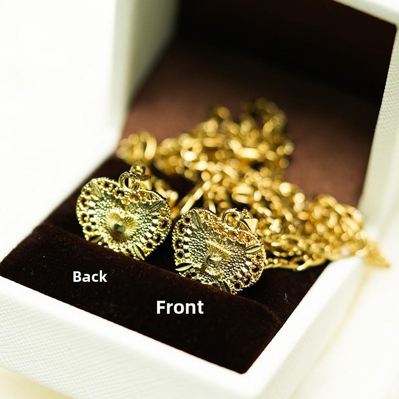 Vintage-style 18K gold-plated letter heart pendant necklace, suitable for both men and women, fashionable A-Z letter necklace