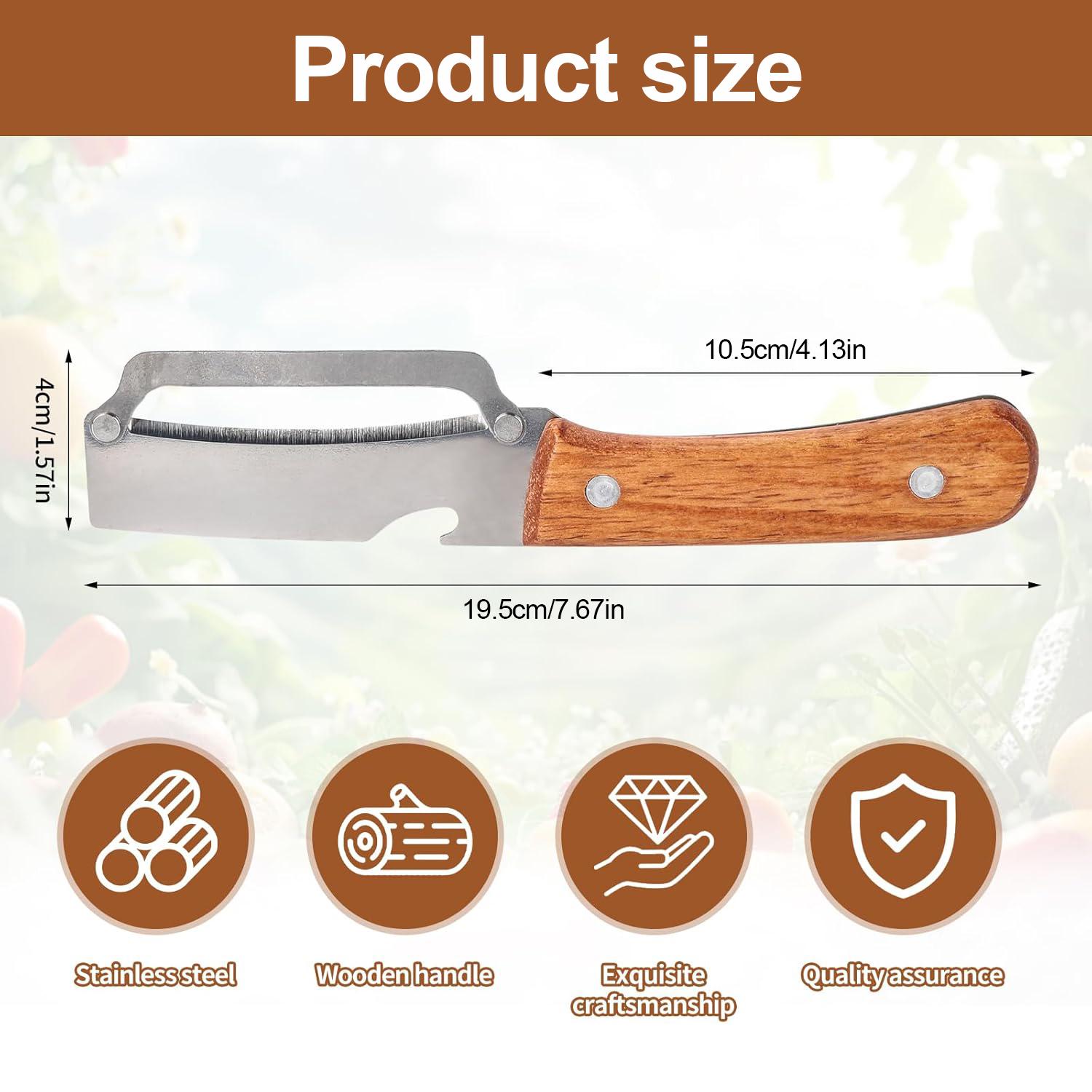 Multi-Functional Stainless Steel Peeler with Bottle Opener Peeling knife with Wooden Handle Kitchen Tool for Fruit Potato Pumpkin Papaya Sugarcane