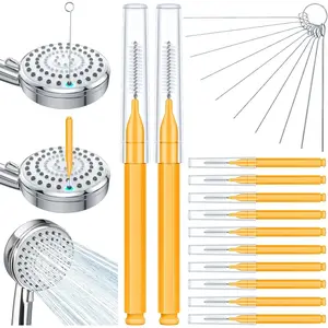 Multi-size Shower Head Cleaner Tool, Shower Head Cleaning Brushes for Small Hole, Showerhead Cleaner Picks Unclogging Tiny Nozzle Little Gaps 3D Printer Opening, Orange