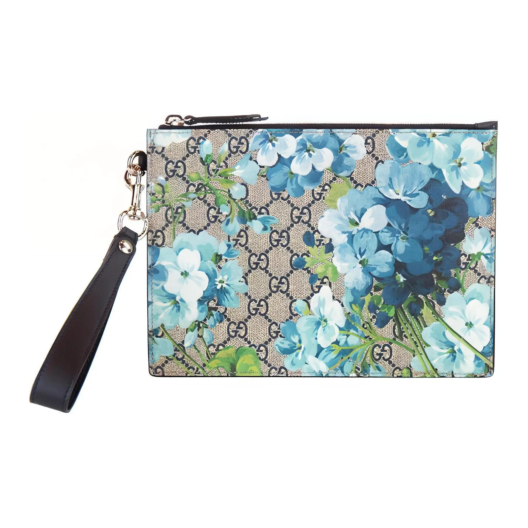 Gucci GG Blooms Canvas and Leather Handbag for Women – Peony Print, Beige and Blue