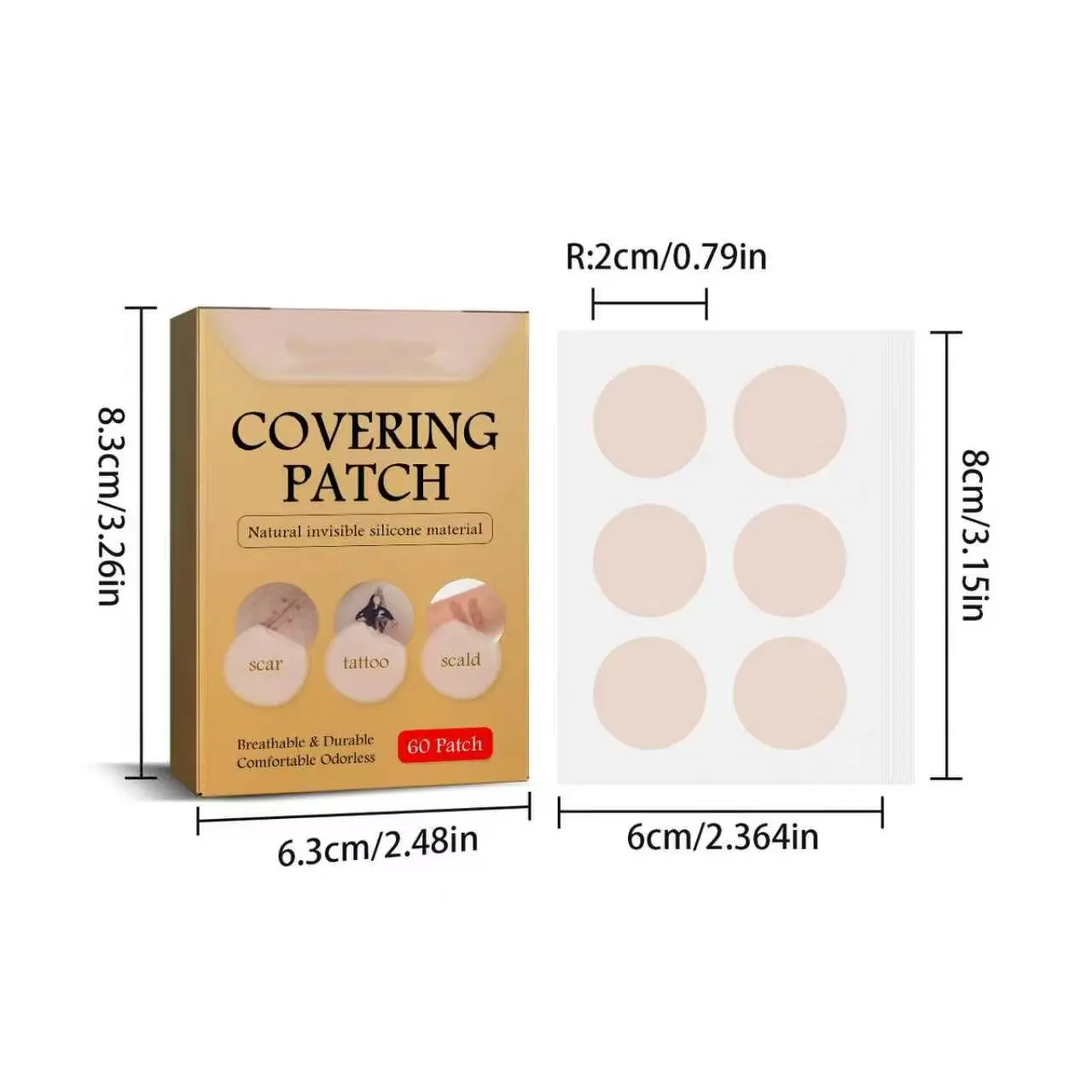 Invisible Skin Concealer Stickers, Waterproof Skin Cover Tape for Scars, Tattoos, Acne Marks, Natural Skin Tone Invisible Cover Patch,fake,stencil,temporary