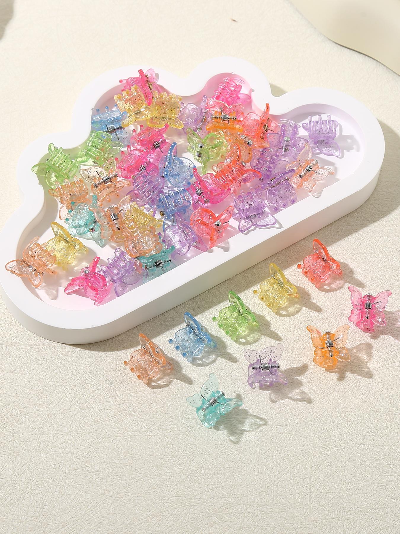 Cute Butterfly & Flower Shaped Mini Hair Claws, 50pcs Colorful Elegant Hair Claws, Fashion All-match Kawaii Hair Accessories for Women & Girls, Super Cute Clips