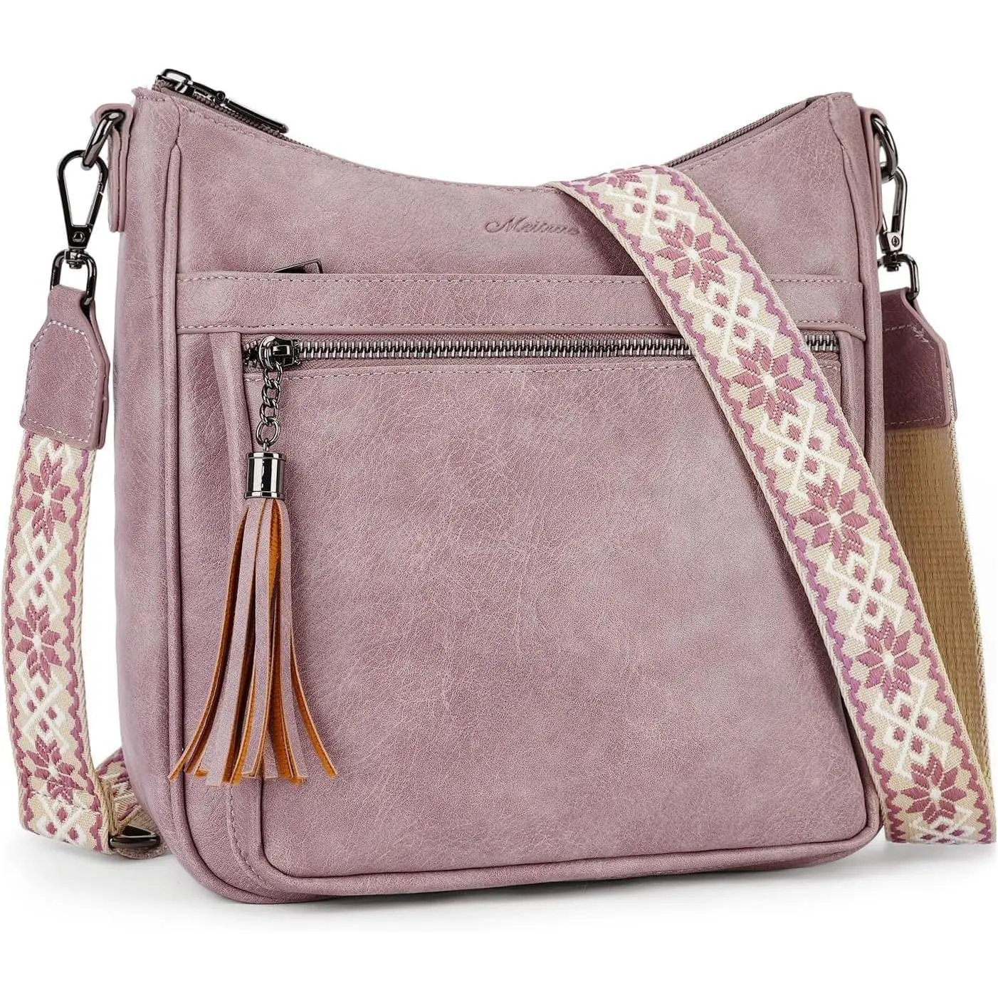 Crossbody Bags for Women Trendy,Vegan Leather Medium Crossbody Purse with Tassel Lightweight  Handbags