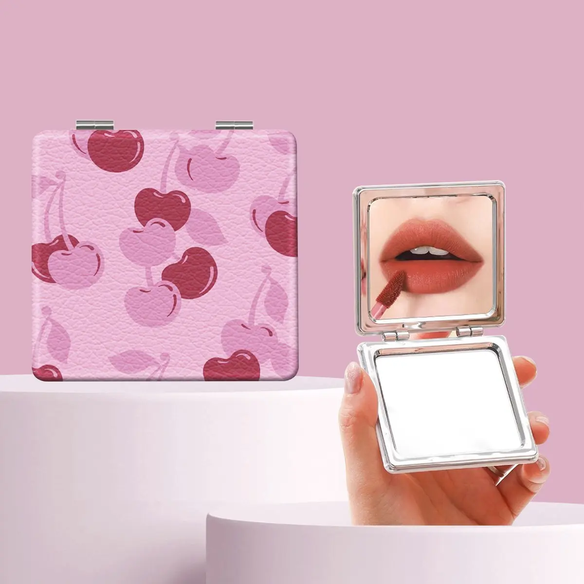 Cute Cherry Makeup Mirror, Foldable Mini Handheld Mirror, Perfect for All Occasions, Ideal Gift for Sisters, Friends, Girls, Weddings