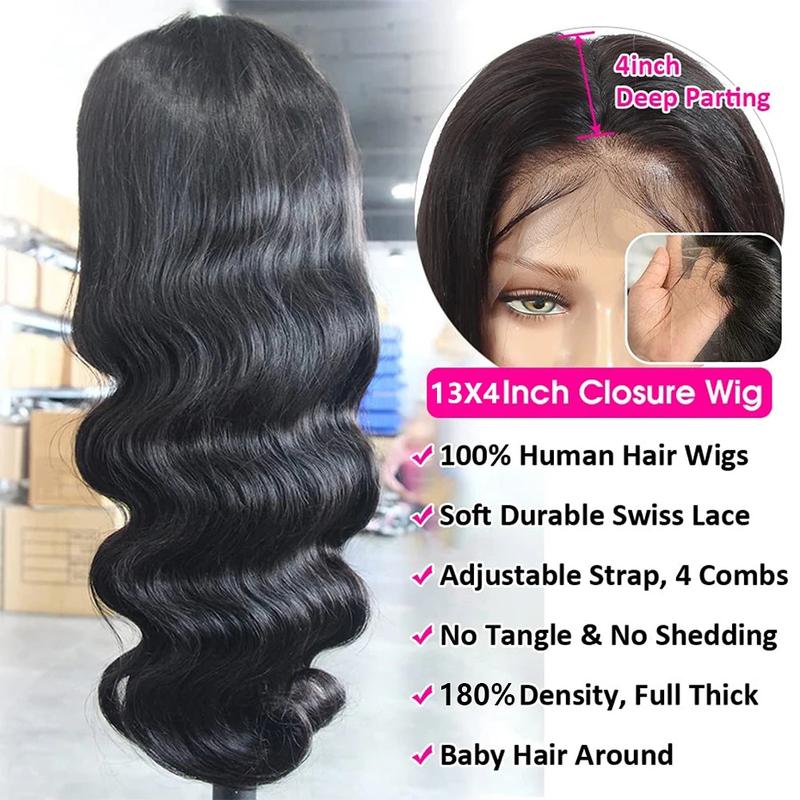 Bling Hair Body Wave 13x4/13x6 Hd Transparent Lace Front Real Hair Wigs Brazilian 30 32Inch Body Wave Lace Frontal Wig For Women