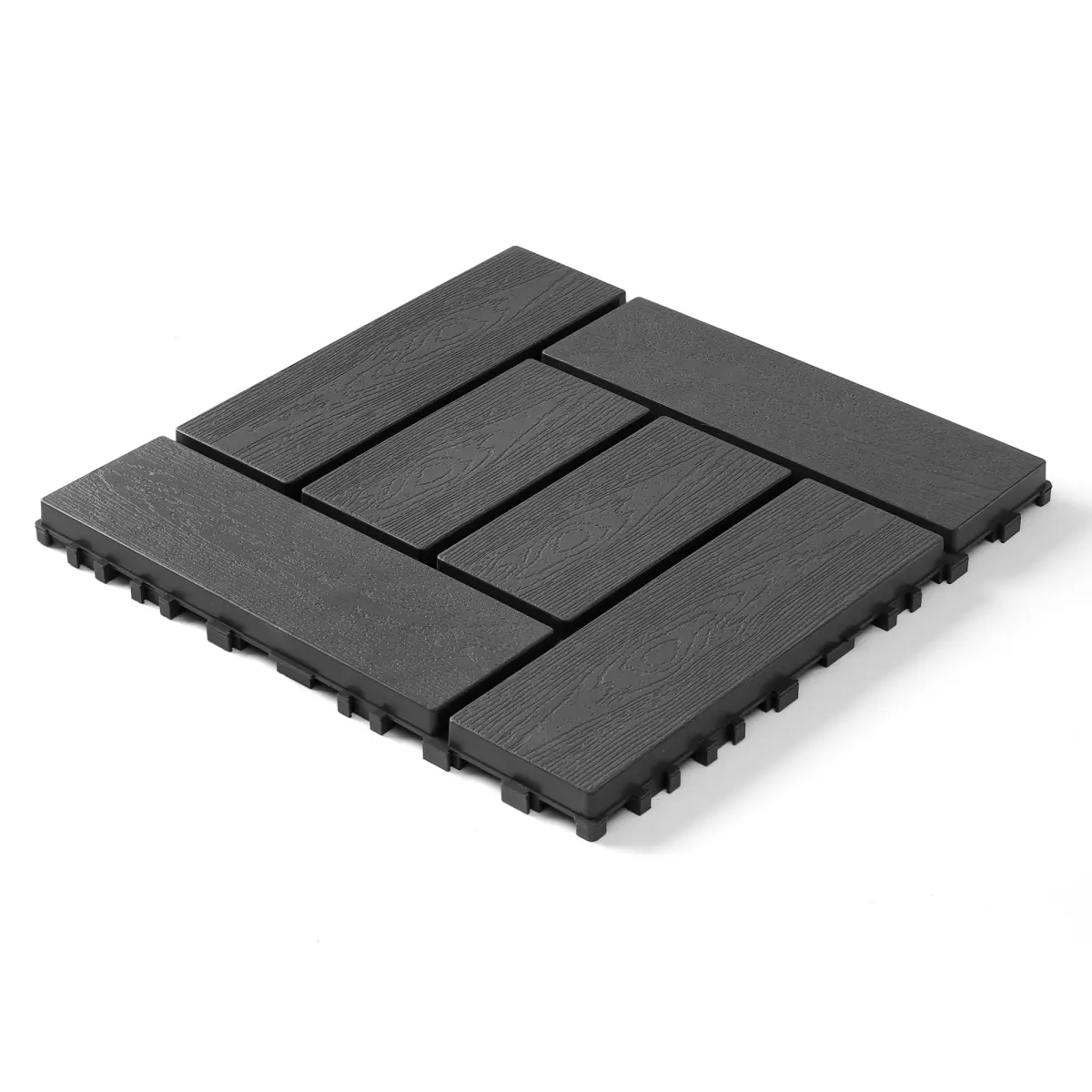 Dark Gray 44-Piece ZZ-Style Interlocking Deck Tiles, PP Material DIY Modular Floor (12"x12"x0.8"), Outdoor Safe Click-Parquet Flooring, Quick-Easy Installation for Courtyard, Bathroom Home Improvement, Balcony