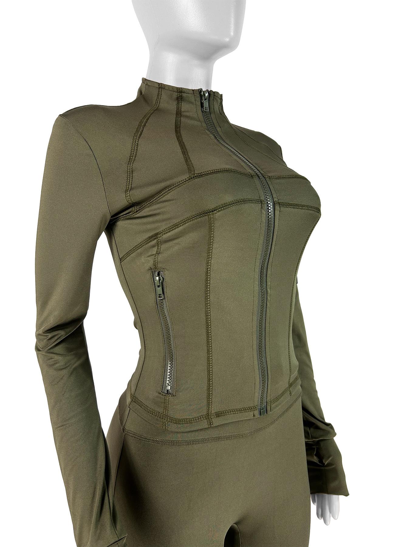 Breathable Elasticity Gym Set - Women'S 2 Piece Workout Set Zip-Up Jacket & Shorts - Casual Activewear For Fitness & Athleisure Trend