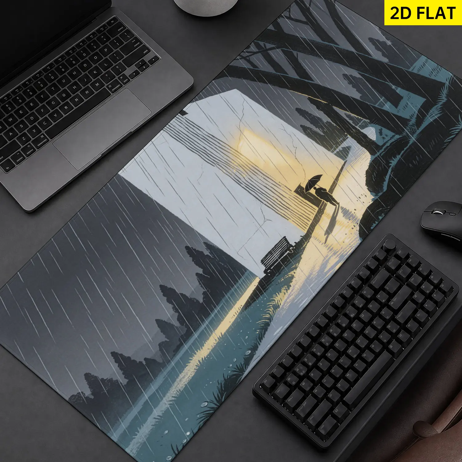 Extra Large rainy night artistic building Mouse Pad,Non Slip Rubber Pad,Desktop Decoration Drotection Pad,Washable,Lock Edge Multi Size,Premium Multipurpose Mousepad For Home,Office,Gift for Family and Friends