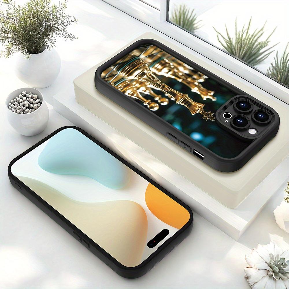 Creative - Summer Fresh Luxurious Golden Chess Queen Crown Art Ornament - UV Printed for iPhone 17 E Air Pro ProMax iPhone16 15 14 Plus 13 12 Mini 11 X XS XR - Black TPU Soft Case, Providing Shock Protection