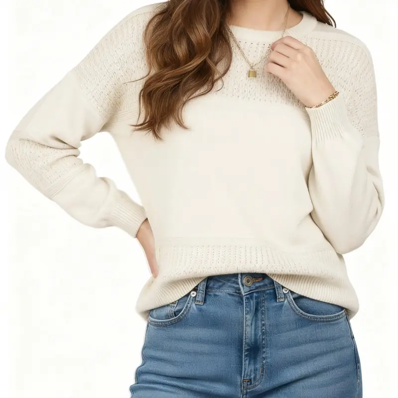Women's Round Neck Handmade Hollow-Out Crochet Knit Sweater, Lightweight Relaxed Casual Pullover, Boho Top, Casual Women's Pullovers, Style, Chic Women's Pullovers