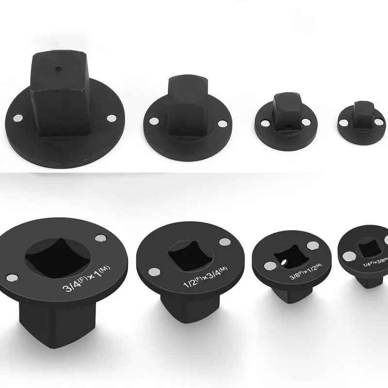 2026 Upgraded Low Profile Impact Socket Adapter Set, 4PCS Stubby Drive Ratchet Adapters, 1/4" to 3/8", 3/8" to 1/2", 1/2" to 3/4", 3/4" to 1", Compact Tools for Tight Spaces