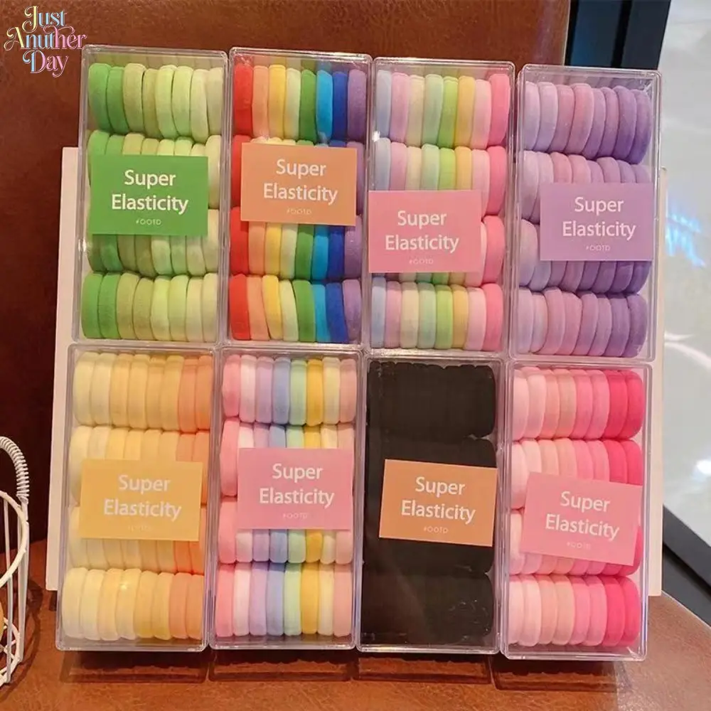 32Pcs Boxed High Elastic Hair Ties, Seamless Thick Cotton Hair Bands, No Damage & Durable Ponytail Holders, Colorful Soft Hair Scrunchies for Girls & Women