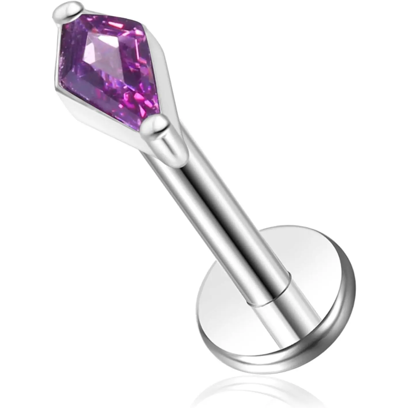 Colorful CZ Cluster Labret Stud, 16G G23 Titanium Modern Threadless Push-in Earring for Unisex Tragus, Helix, and Conch Cartilage Piercings
