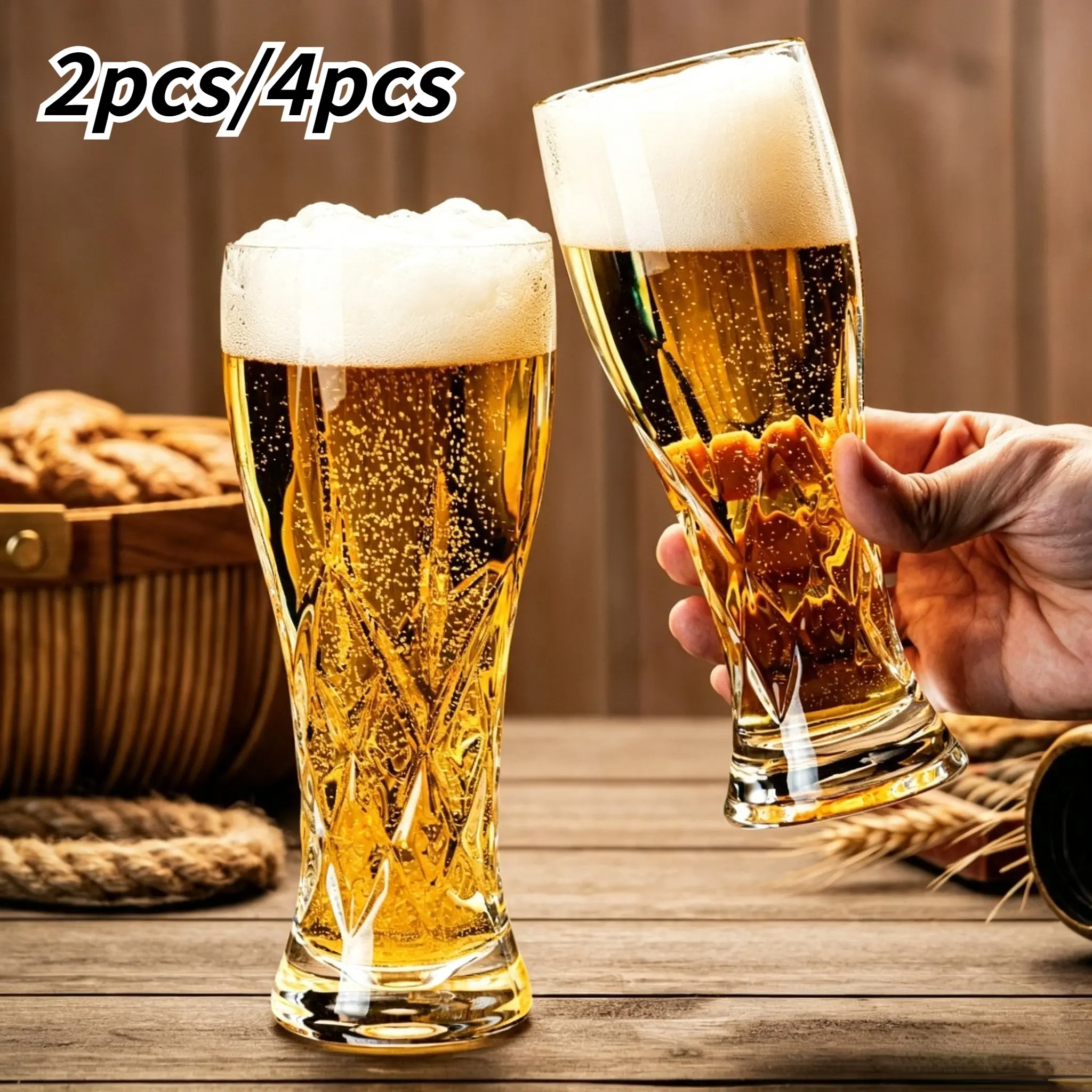 2/4 Pack 14.5oz Glass Beer Cups, Craft Beer Glasses, Kitchen & Party Supplies, Drinkware, Rocks Cup, Vodka, Whiskey, Cocktail, Cognac