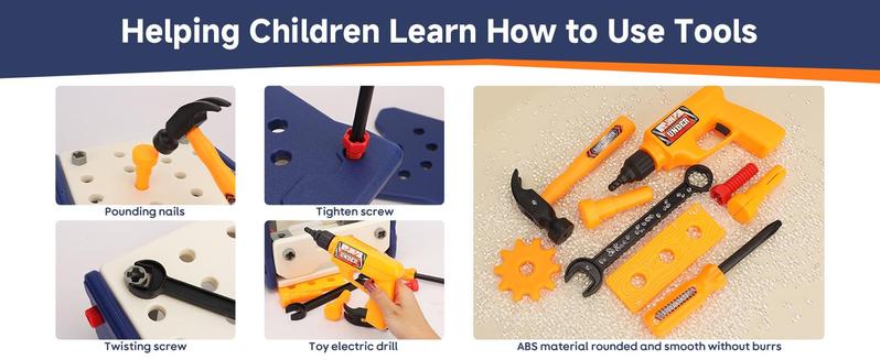 Kids Tool Set - Toddler Tool Kit with Drill, Includes Construction Toys for Boys & Girls Ages 3-6, Ideal for Christmas and Birthday Gifts