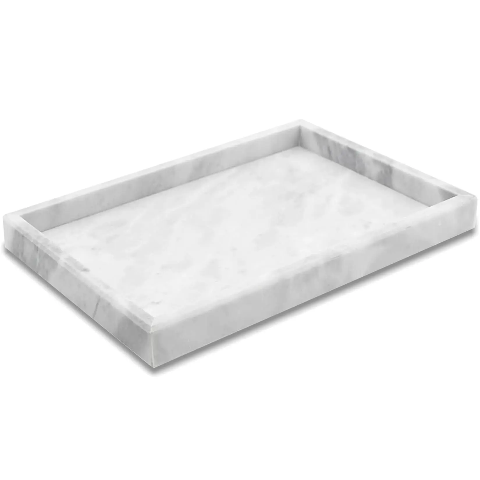 Elegant Calacatta White Marble Jewelry and Vanity Tray – Decorative Stone Organizer for Bathroom Countertops, Perfume, and Home Décor – Perfect for Jewelry Storage