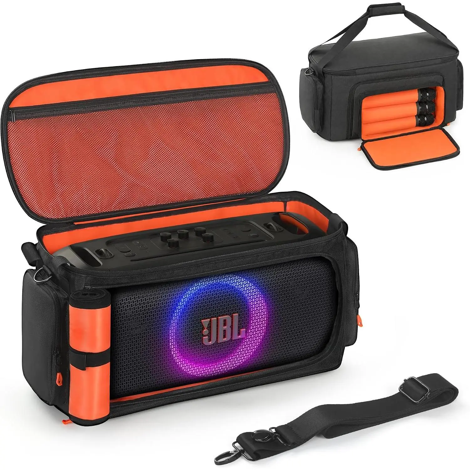 Carrying Case Compatible with JBL PartyBox On The Go Portable Party Speaker Padded Travel Bag Fits PartyBox On-The-Go Essential Shoulder Strap Multiple Pockets for Mics & Accessories Outdoor Party