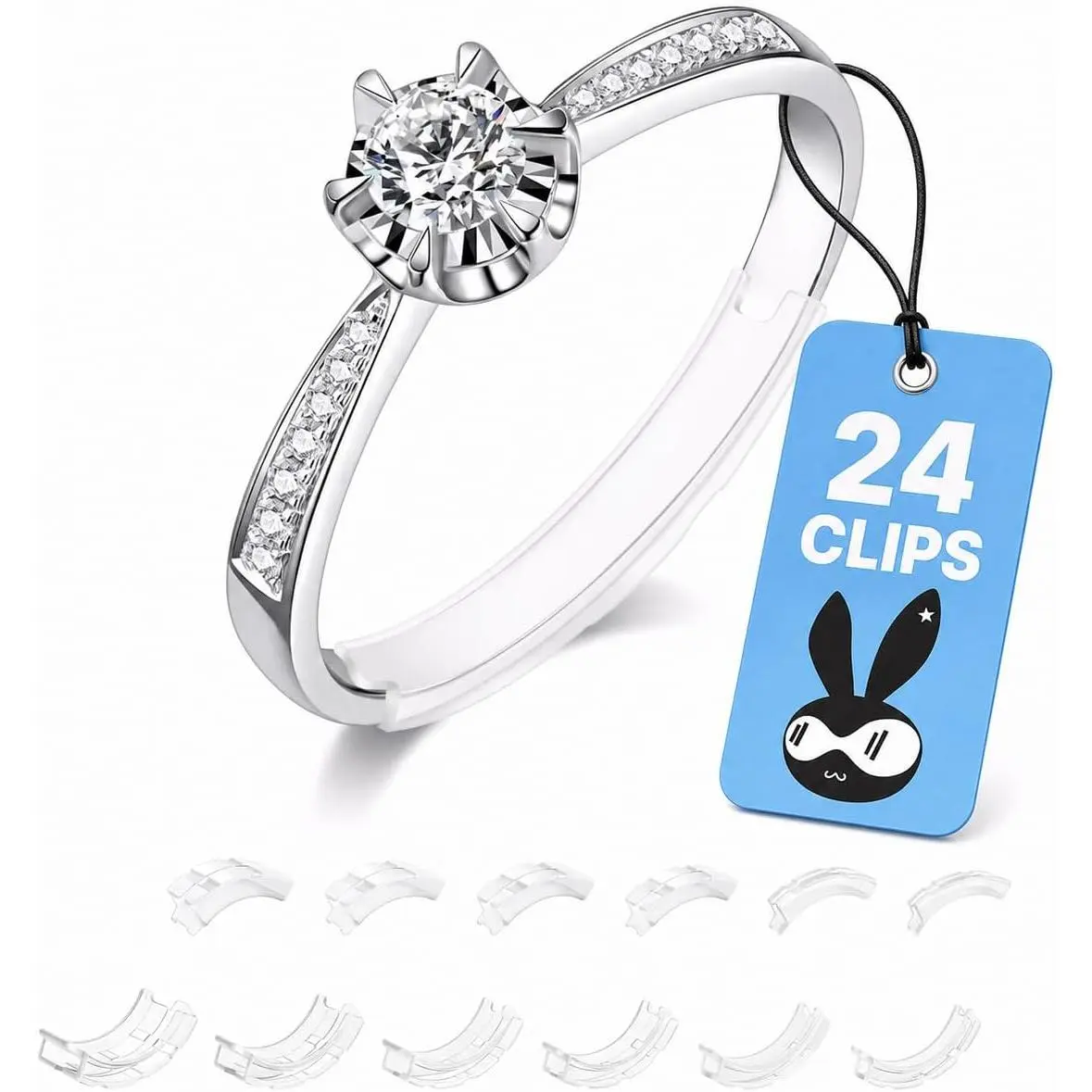 Invisible Ring Sizer Adjuster, 24 Pack, 12 Sizes for Loose Rings, Women Men