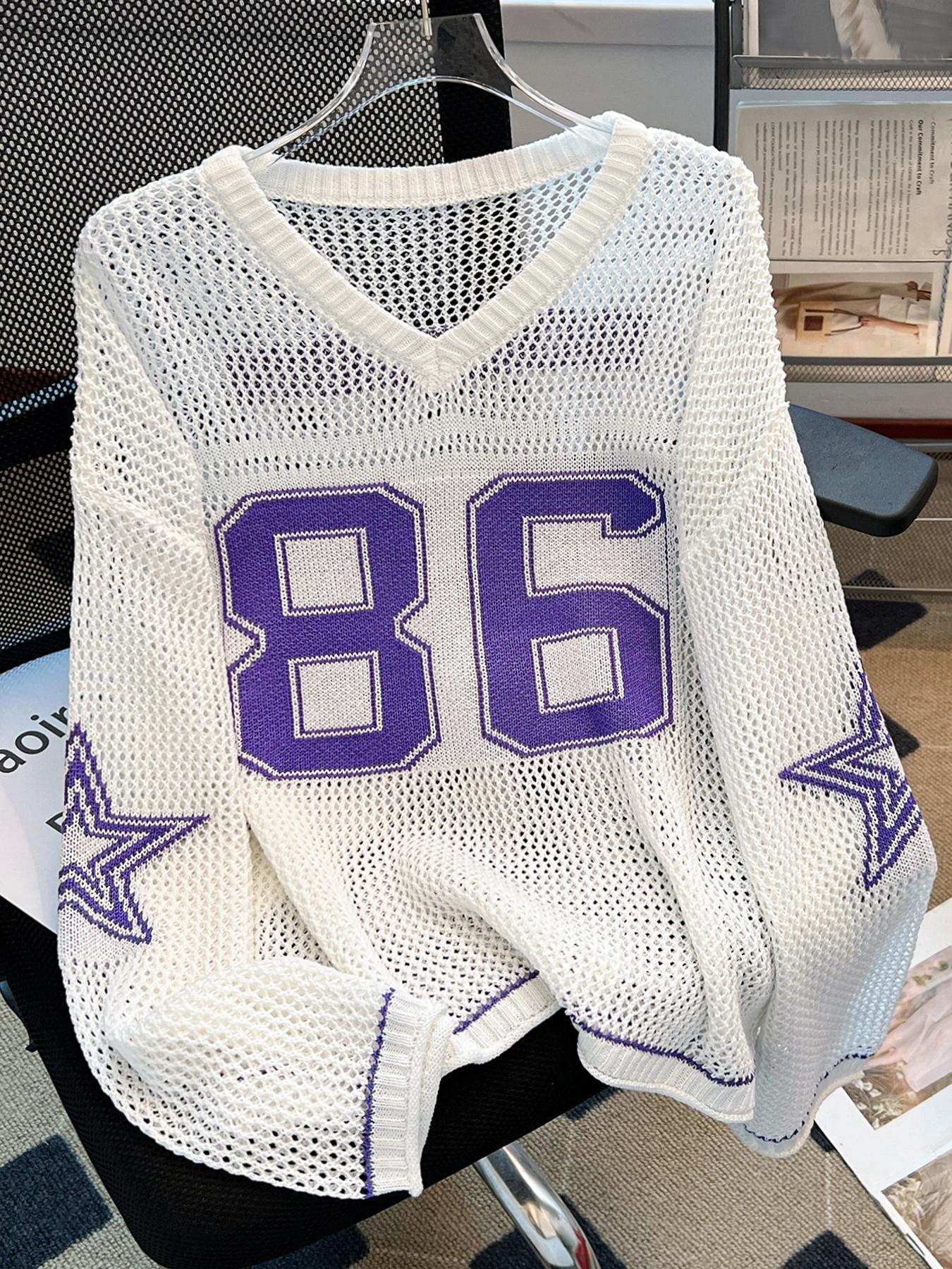 Women's Sweater, Lightweight Knit Sweater, Casual Sporty V Neck Long Sleeve Jumper for Summer, Fashion Women's Knitting Knitwear for Daily Wear