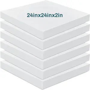 6 Pack 2" X 24" X 24" Upholstery High Density Foam Cushion White Cushion or Use Stuffing Craft Foam Couch Chair Padding DIY Projects