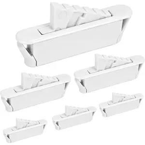 6 Pack White Window Sash Vent Stops - Snap-in 1712 Limit Lock Replacement for Vinyl Double Hung Windows, Security Opening Control Device, Child Safety Ventilation Limit Window Sash Parts