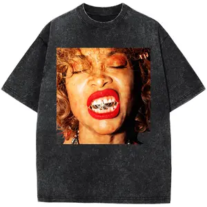 Erykah Badu T-Shirt Unisex Cotton Retro 90s Graphic Tee Unisex Crew Neck ShirtPlus Size T-Shirt, Retro Fitness Heavyweight Washed T-Shirt, 100% Cotton