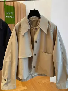 Women's Short Windbreaker Jacket Coats, Casual Korean Style, Spring & Fall, Versatile Workwear Fashion, Trendy Outerwear for Daily Wear