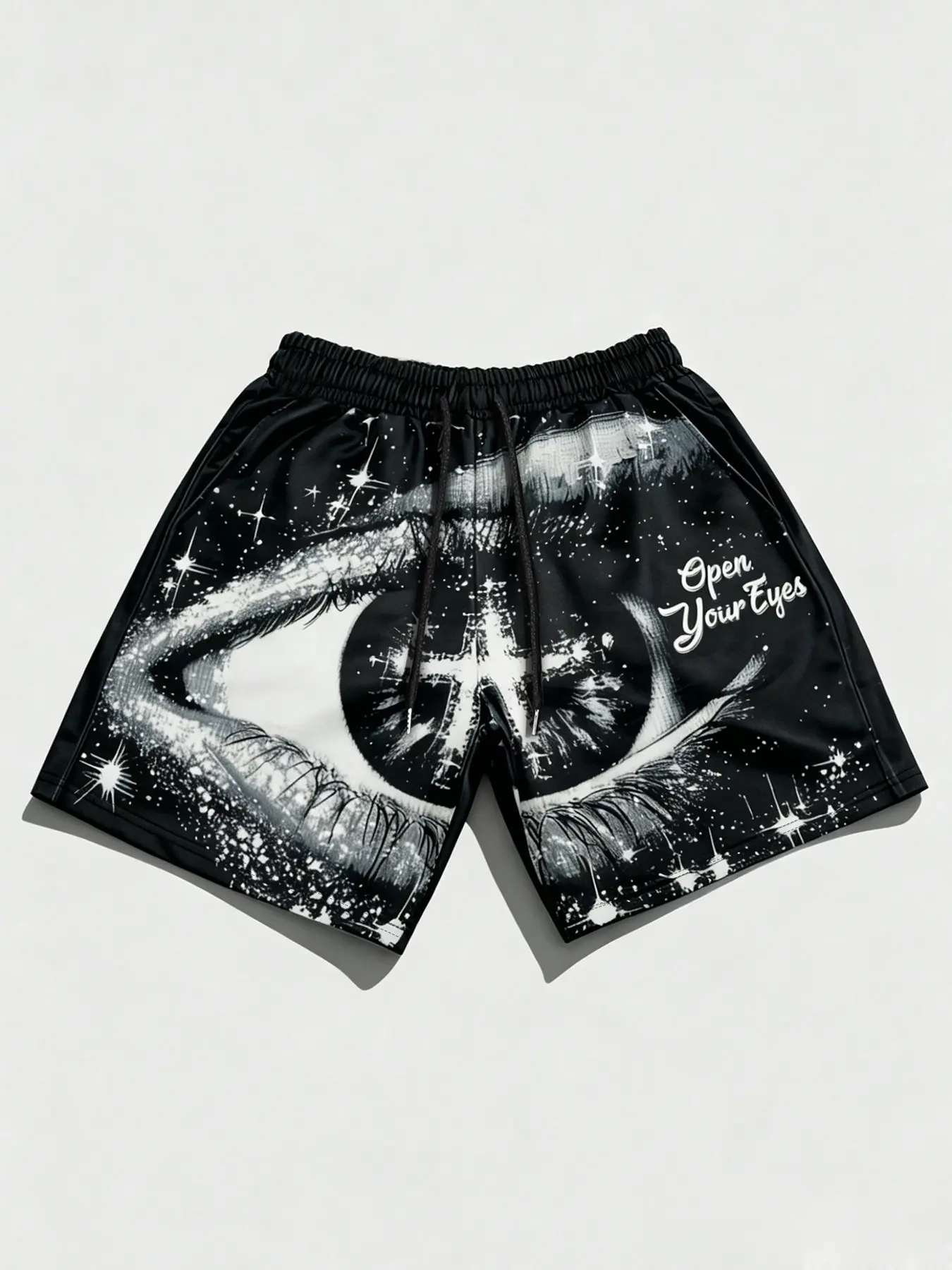 Unisex Black Eye Print Casual Shorts | Y2K Streetwear Sports Shorts for Beach Party Nightclub | 2026 Summer Trendy Outdoor Shorts for Men & Women