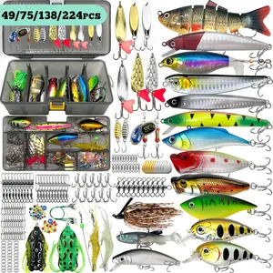 49/75/138/224 Pcs Fishing Lure Set with Storage Box, Full Assortment of Artificial Baits, Including Soft Lures, Hard Lures and Full Accessories. Ideal Gift Choice