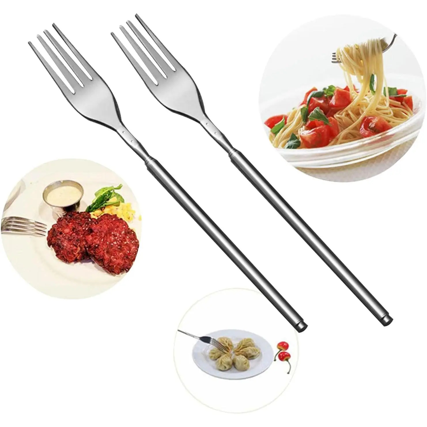 Telescopic Fork That Actually Extends – 8.7" to 25.4" Stainless Steel Long Fork for BBQ, Fruit, Salad & Dinner,  for Camping, Backyard Grilling, or Pranking Your Buddies