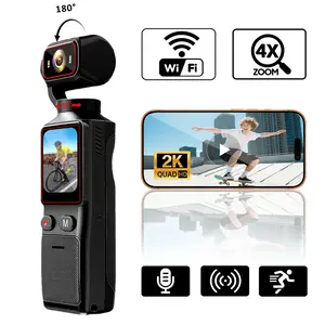 2K Sport Action Camera,  Pocket Action Camera with WiFi Wireless Connection, 180° Adjustable Lens, Continuous Loop Recording, Infrared Night Vision for Motorcycle Ski Rock Climbing Shots, Outdoor Sports Camera