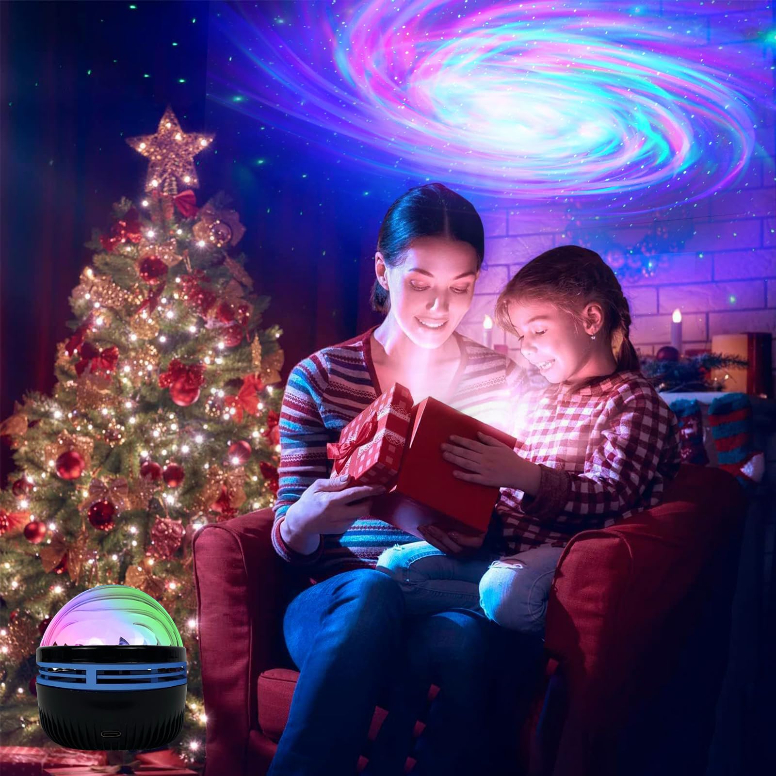 Ocean Wave Projector – Water Light Projector for Bedroom, Kids Room Decor – Ocean Galaxy Night Light with Speaker - Starry Light with 9 Planet, Star, Water Wave Effect