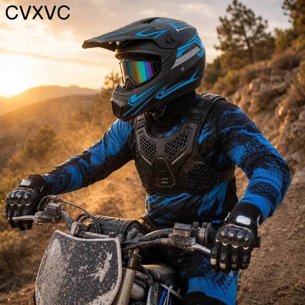 CVXVC Motocross Helmet Dirt Bike Helmet Full Face Motorcycle Helmet ABS Shell Impact Protection Matte Black Unisex Adult Off-Road Racing Gear