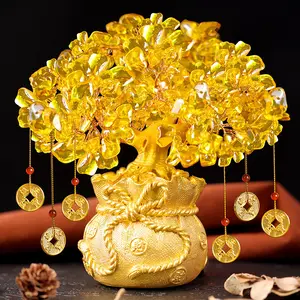 Crystal Wealth Tree, Money Tree Office Craft Gift, Living Room Decoration, Office Ornament, Feng Shui Lucky Plant